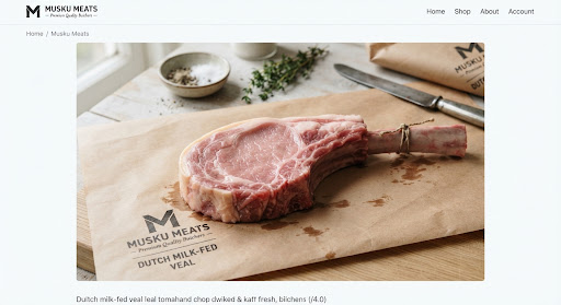 Dutch milk-fed veal tomahawk chop with rose-hued delicate meat