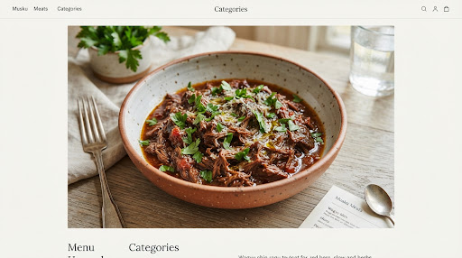 Rich dark shredded Wagyu shin ragu in a ceramic dish garnished with fresh parsley and olive oil drizzle.
